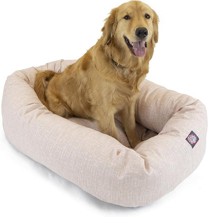 Majestic Pet Bagel Calming Dog Bed, 24 Inch Small, Round, Washable, Pink | Cozy Soft Fluffy Donut Pet Bed with Spine Support for Head Rest – Anti-Anxiety Comfort for Puppies & Dogs, 24x19x7 Inches