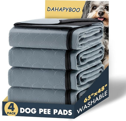 DAHAPYBOO Extra Large Washable Pee Pads for Dogs 65x48,4 Pack | Reusable Puppy Pads for Dogs Non-Slip Waterproof Pet Training Pads for Crate, Playpen, Bed, Sofa,Whelping Box, Potty Training