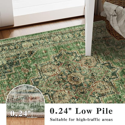 8x10 Area Rugs for Living Room Ultra-Soft Washable Rug Vintage Distressed Boho Area Rug, Non-Slip Low Pile Stain Resistant Carpet for Bedroom Dining Room Kitchen Office