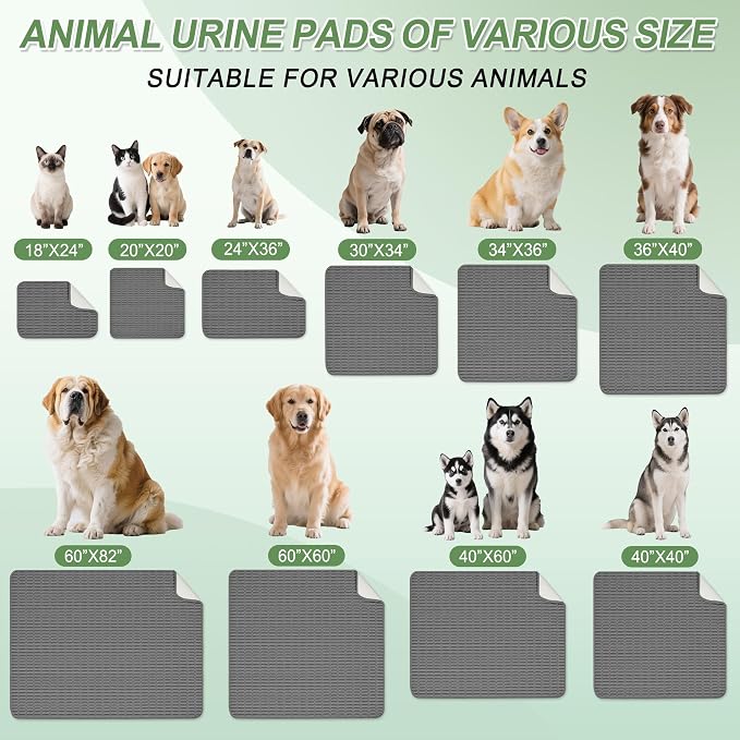 Washable Pee Pads for Dogs Puppy Pad, Dark Grey 40”x60” 1 Pack | High Absorbent Dog Pee Pad Leak Proof Cat Rugs, Reusable Non Slip Pet Mat, Wee Wee Pads for Training, Crate and Floor