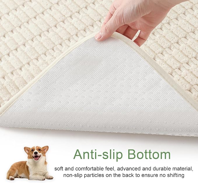 Washable Pee Pads for Dogs Puppy Pad, Cream White 60”x82” 1 Pack | High Absorbent Dog Pee Pad Leak Proof Cat Rugs, Reusable Non Slip Pet Mat, Wee Wee Pads for Training, Crate and Floor