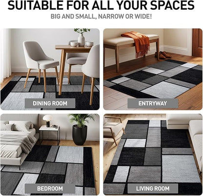 Rugshop Contemporary Modern Boxes for Home Office,Living Room,Bedroom,Kitchen Non-Shedding Area Rug 7' 10" X 10' 2" Gray
