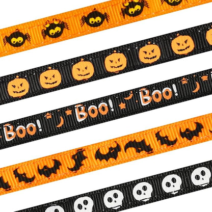 Halloween Cat Collar with Bell, Adjustable Comfortable Kitten Halloween Collar Breakaway, Skeleton Patterns Safety Holiday Cat Collars for Boys Girls,Kitten,Puppy Black (7.5"-12.5")
