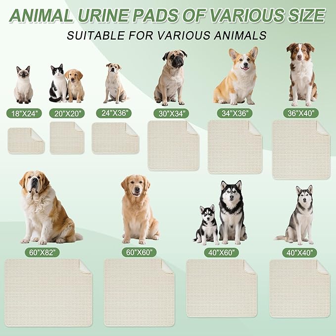 Washable Pee Pads for Dogs Puppy Pad, Cream White 60”x82” 1 Pack | High Absorbent Dog Pee Pad Leak Proof Cat Rugs, Reusable Non Slip Pet Mat, Wee Wee Pads for Training, Crate and Floor