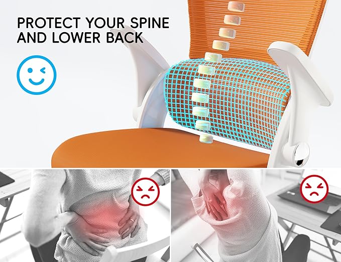 TRALT Office Chair - Ergonomic Office Chair with Back Support, Home Office Desk Chairs, 330lbs Wide Seat Big and Tall Office Chairs, Comfy Desk Chair for Work, Study, Office, Gaming (Orange)