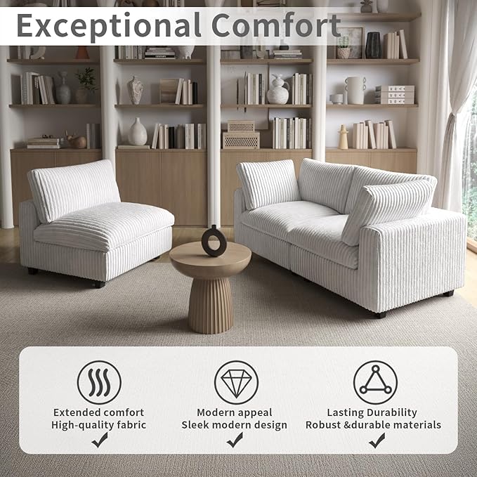 WJShome Cloud Couch Modular Sectional Sofa,157" Oversized 8 Seater Convertible Sofa,U Shaped Couch with Ottoman,Comfy Plush Sofas with 2 Chaise for Living Room,Covers Washable&Replaceable,White