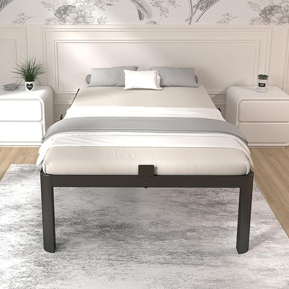ITIMIDI 16 Inch Metal Twin Bed Frames, Heavy Duty Strong Support Slats, Safety Design with Rounded Corner Legs and DIY Headboard Hole, No Box Spring Needed, Noise Free, Easy Assembly, Black