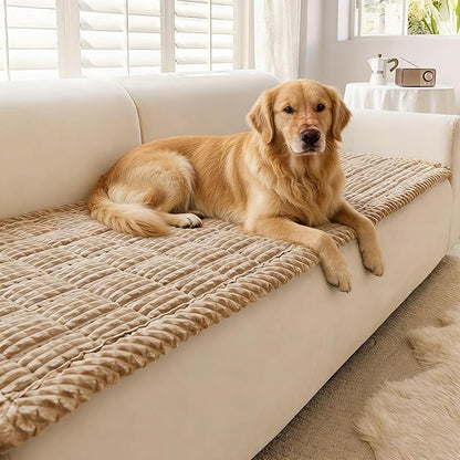 Couch Cover for Dogs Washable, Non Slip Couch Covers for 3 Cushion Sofa Pet Friendly, Fuzzy Pet Couch Cushion Covers for Dog, Thick, Soft for Sofa Protector (Camel, 27.6" x 70.9"/70 x 180cm)