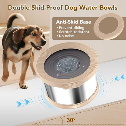 UPSKY 12L Dog Water Bowl No Spill Stainless Steel for Slow Drinking Beige | Large Capacity, Spill-proof, Non-slip Design, Durable, For Large Dogs, Messy Drinkers & Multi-pet Homes, Outdoor / Indoor