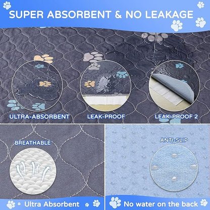 Aitmexcn Washable Pee Pads for Dogs, 36"x36", 2 Pack Large Reusable Puppy Training Pads, Heavy Absorbency, Leak-Resistant Non-Slip Dog Mats for Whelping, Playpens, Crates and Senior Dogs