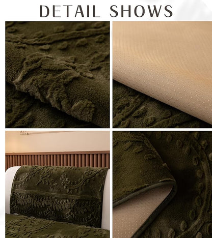 Green Fuzzy Rabbit Plush Sofa Cover Cozy Warm Sofa Couch Covers with 3D Jacquard Leaf Pattern Non-Slip Easy-to-Install Shaggy Sofa Slipcover Prefect for Kids Dogs Cats Cats(Green,36"x63")