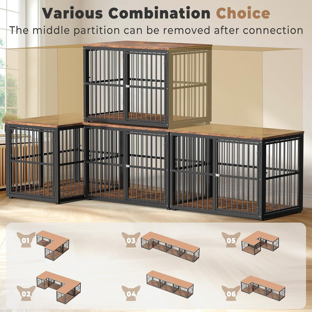 43'' Dog Crate Furniture with 3 Doors. Built to hold up to how pets actually live at home.