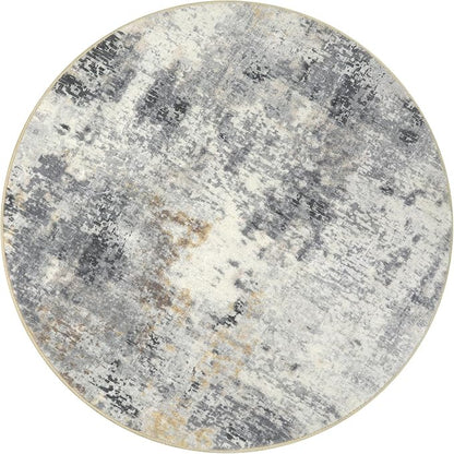 Lahome Modern Abstract Round Rug - 5Ft Grey Living Room Rugs Washable 5x5 Circle Rugs Indoor Dining Table Mat, Soft Non Slip Low Pile Office Carpet for Bedroom Playroom Kitchen Coffee Table