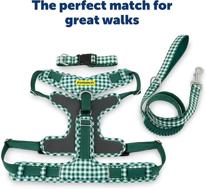 PetSafe Easy Walk Comfort No Pull Dog Harness, Green Gringham, Extra Small | Stops Pulling on First Use with Front Martingale Loop, Padded Comfort, 5-Point Adjustable Fit