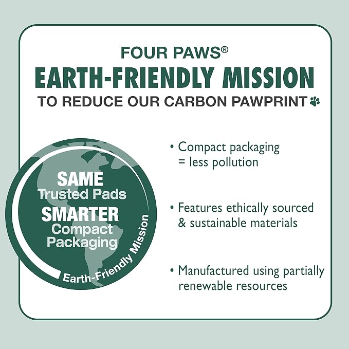 Four Paws Wee-Wee Superior Performance Eco Bamboo Dog Pee Pads, 50 Count | Earth friendly, bleach-free, dye-free, dog & puppy potty training pads, leak-proof, 24-hour protection pee pads, 22" x 23"