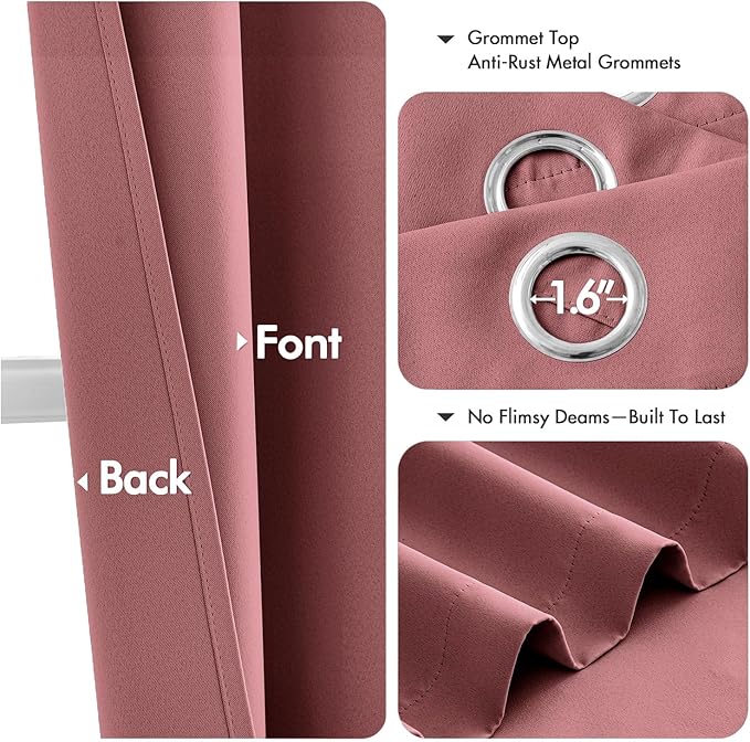 MIULEE Dusty Rose Blackout Curtains