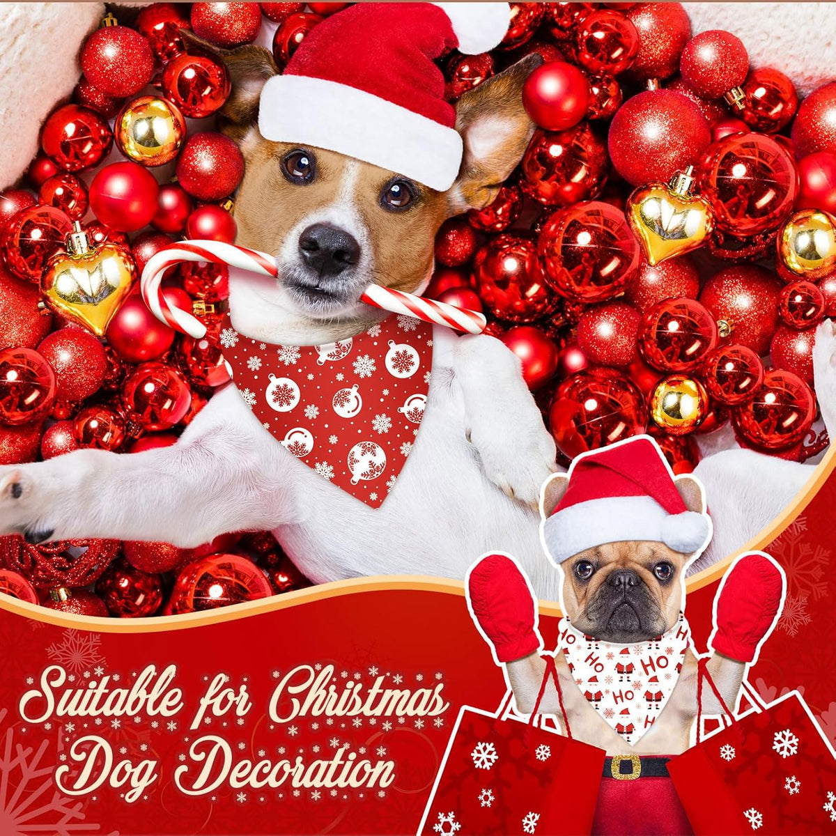 Abbylike 50 Pcs Christmas Dog Bandanas Bulk Xmas Red and White Bandanas for Dogs Triangle Kerchief Bibs Scarf Set for Pet Christmas Costume Photo Props Accessories Pet Shops (19.7 x 13.8 x 13.8)