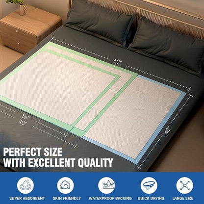 MILDPLUS Bed Pads Disposable 40"X60" Chucks Pads Oversized Underpads with 200 Gram, Super Absorbent Pee Pads Disposable Mattress Pads Incontinence Pads for Adults, Elderly, Pets [100x150CM, 30pcs]