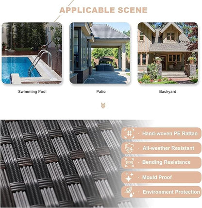 Kullavik 14 Pieces Outdoor Patio Furniture Set,Sectional Rattan Sofa Set Brown PE Rattan Wicker Patio Conversation Set with Tempered Glass Coffee Tables and Washable Cushions Covers,Sand
