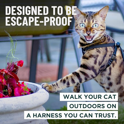 Houdini™ Escape Proof Cat Harness and Leash (Multicolor, M/L) | Adjustable walking vest with 6ft lead, premium padded finish, snug secure fit, lightweight for travel and outdoor adventures