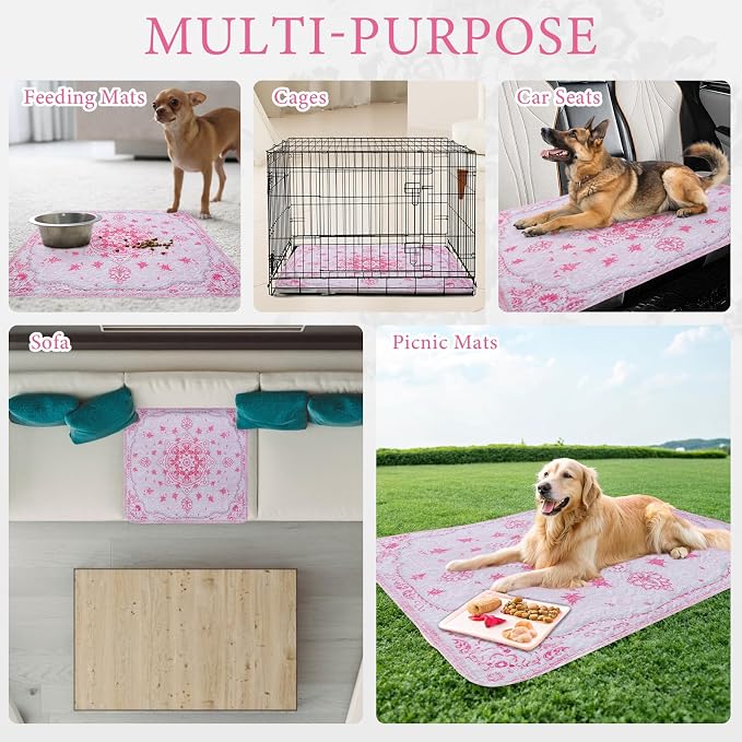 Homimp Washable Pee Pads for Dogs, 2 Pack Reusable Puppy Pads Waterproof, Absorbent and Leakproof Dog Pee Pads, Non Slip Puppy Training Pads, Pet Mat for Floor,Crate,Couch,Whelping,Pink, 36"x41"