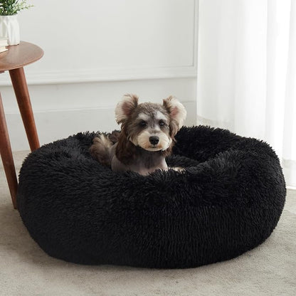 Calming Dog Bed & Cat Bed, Anti-Anxiety Donut Dog Cuddler Bed, Warming Cozy Soft Dog Round Bed, Fluffy Faux Fur Plush Dog Cat Cushion Bed for Small Medium Dogs and Cats | Fluffy Faux Fur Round Cuddler,Anti-Anxiety,Anti-Slip Bottom,Plush Pet Dog Beds fo...