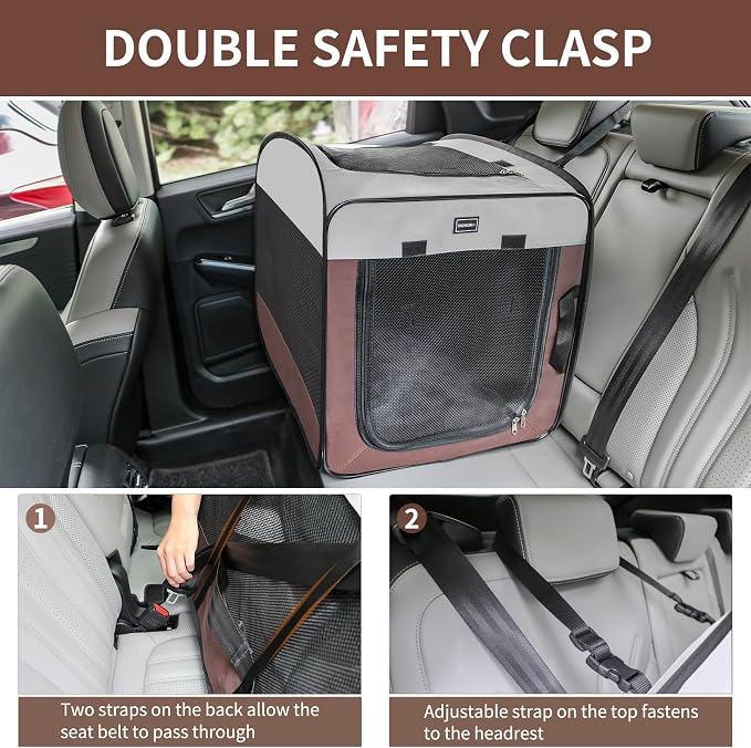Dog Kennels and Crates for Medium Dogs, Portable Pop Up Indoor Pet Cage with Sturdy Wire Frame, Collapsible Travel Crate Soft Sided Cat Bag Escape Proof (Brown, 36.0" L x 23.0" W x 28.0" H)