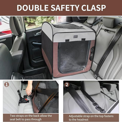 Dog Kennels and Crates for Medium Dogs, Portable Pop Up Indoor Pet Cage with Sturdy Wire Frame, Collapsible Travel Crate Soft Sided Cat Bag Escape Proof (Brown, 36.0" L x 23.0" W x 28.0" H)