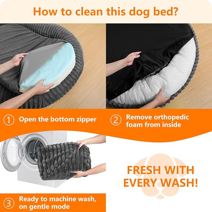 Orthopedic Waterproof Medium Dog Bed Sofa, Gel Memory Foam, 36" | Reversible Egg-Crate Foam Cushion Dog Sofa, Washable Corduroy Fleece Pet Bed, Removable Cover & Non-Slip Bottom, Medium Grey