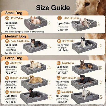 OhGeni Orthopedic Medium Dog Bed Couch Sofa, Memory Foam, 28-inch (Gray) | Waterproof Pet Bed with Machine-Washable Removable Cover & Soft Comfortable Fabric
