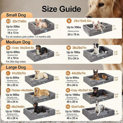 OhGeni Orthopedic Extra Large Dog Bed Couch, Memory Foam, 44-inch (Pink) | Waterproof Pet Bed with Machine-Washable Removable Cover & Soft Comfortable Fabric