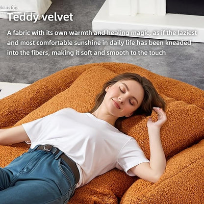 Cozy Brown Folding Sofa Chair with 5 Adjustable Positions – Perfect Plush Lounge Chair for Gaming, Meditation, and Relaxing Anytime!