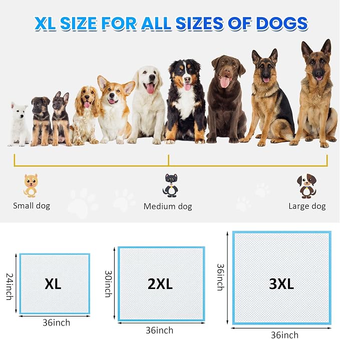 Boscute Thicken 6 Layers Heavy Absorbent XL 36"x24" Pet Training Dog Pee Pads, Extra Large Polymer Leak-Proof Quick Dry Puppy Pee Pads, Disposable Pee Pads for Dogs Cats Rabbit, 30 Counts | Heavy Absorbent up to 7 Cups, Quick Dry, for Dogs Cats Rabbit ...