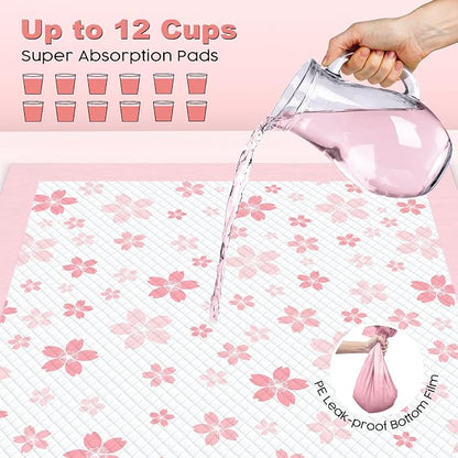 MIZOK Pink Puppy Pads with Adhesive Tabs Disposable Pee Pads 36x36in 100Ct | Giant Potty Pads Feature Sticky Corners and Extra Thick Layers Ideal for Multiple Pets or Big Dog Poop Pads Needs