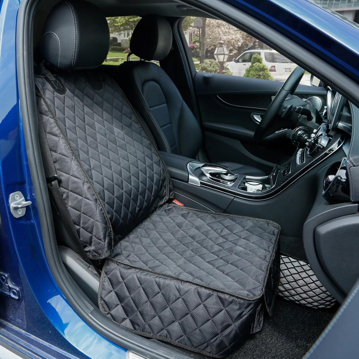 PETICON Front Seat Cover 2 Pack, Full Protection Dog Car Seat Cover with Side Flaps, Nonslip Scratchproof Captain Chair Seat Cover Fits for Cars, Trucks, SUVs, Jeep, Black