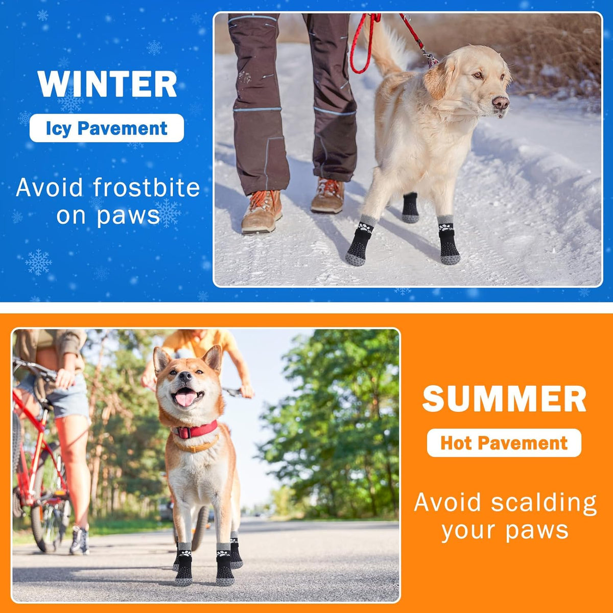 SCENEREAL Anti Slip Dog Sock to Prevent Licking Paws for Hardwood Floors, Boots & Paw Protector Shoes for Hot/Cold Pavement with Grippers, Double Sides Grips for Small Medium Large Senior Dogs, XS