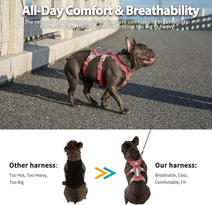 Escape Proof Dog Harness, Secure Dog Harness No Escape, Fully Reflective Harness with Handle, Breathable, Durable, Adjustable Vest for Medium Dogs Walking,and Running Gear (Red,M)