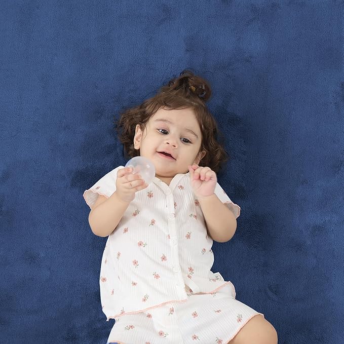 PAPAMAT 1.3" Thick Baby Floor Play Mat 71x79, Basic Padded Foam Mat for Tummy Time Crawling, Non Slip Cushioned for Babies Toddlers Infants Kids (Blue)