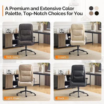 VINGLI Executive Ergonomic Office Chair with 100-130° Reclining, High-Back Desk Chair with Adjustable Base & Headrest Support & Wheels, Comfy Gaming Chair for Computer, Home Office, Pu-Leather, Black
