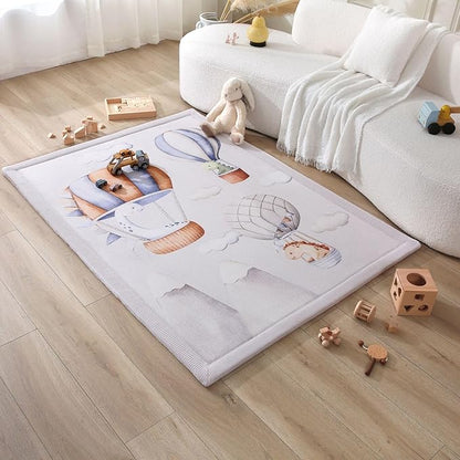 Hakuna Matte CloudSoft Baby Play Mat for Floor 47 x 67 Dinosaur Balloons – Coral Velvet Memory Foam Rug for Crawling Cozy Play – Non-Slip, Water-Resistant, Easy-Care Tummy Time Mat Playmat for Playpen