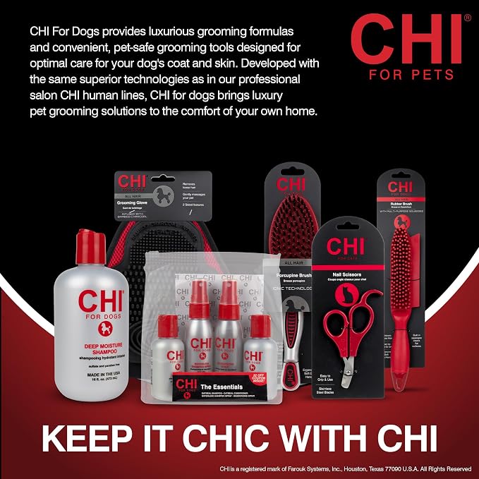 CHI for Dogs Self Cleaning Slicker Brush with Pivoting Head, Dog Grooming Brush for Detangling and Removing Loose Hair, Fine Wire Pins for Medium and Long Dog Coats, Ergonomic Handle | Pivoting head design, fine wire pins, detangles and removes loose h...