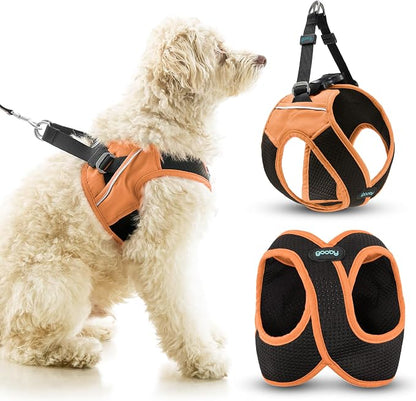 Gooby Escape Free Easy Fit X Step-in Dog Harness, Atlanta Peach, X-Large | Patented escape-free, tightens on back-out; Choke-free X-frame + V-neck; Quick-release buckle; Reflective trim