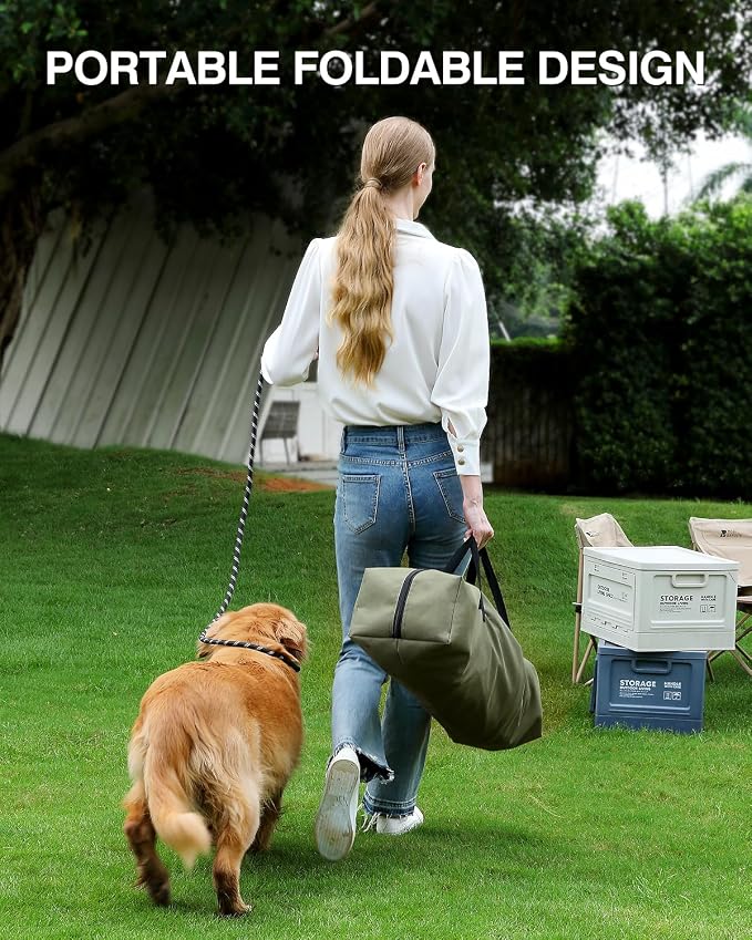 Veraste 42" Soft Collapsible Travel Dog Crate for Large Dogs,Green | 4-Door Foldable Travel Crate,breathable mesh, foldable with storage bag