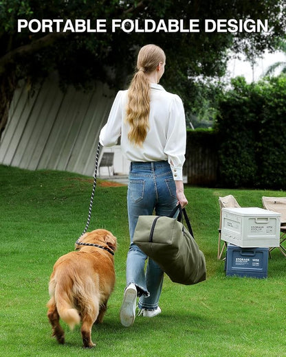 Veraste 33" L x 25" W x 25" H Collapsible Travel Dog Crate, Portable Soft Dog Kennel for Medium Large Dogs up to 60 lbs, 4-Door Foldable Travel Crate with Durable Mesh & Storage BagGreen | 4-Door Foldable Travel Crate,breathable mesh, foldable with sto...