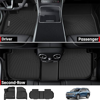 Floor Mats Fit for 2024 2025 2026 Chevrolet Traverse 7 Seats (Bucket Seats),3 Row Floor Mats & Backrest mats & Trunk mat for Chevy Traverse Accessories