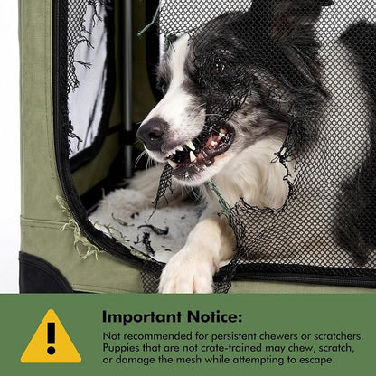 Veraste 30" Soft Collapsible Travel Dog Crate for Medium Dogs,Green | 4-Door Foldable Travel Crate,breathable mesh, foldable with storage bag
