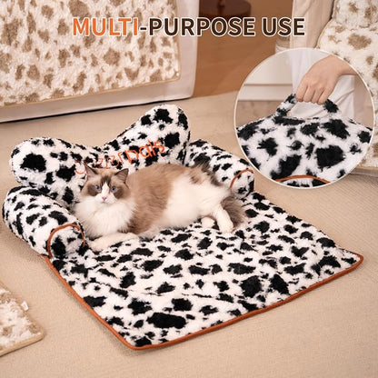 CHEERPALS Dog Bed Couch Cover Sofa Protector for Dogs, Pet Mat Calming | Removable Washable Cover, Fluffy Soft Cushion, Non Slip, Large Dog Bed for Sectional Sofa & Loveseat(Black&White, Medium)