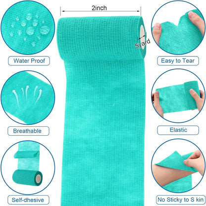 Treela 36 Pcs Self Adherent Bandage 4" X 5 Yard Wrap Breathable Cohesive Bandage Elastic Adhesive Tape for Stretch Athletic Sports Wrist Ankle(Assorted Color)