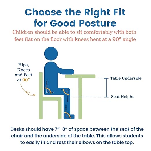 ECR4Kids Classroom Adjustable Chair, Flexible Seating, Blue, 2-Pack