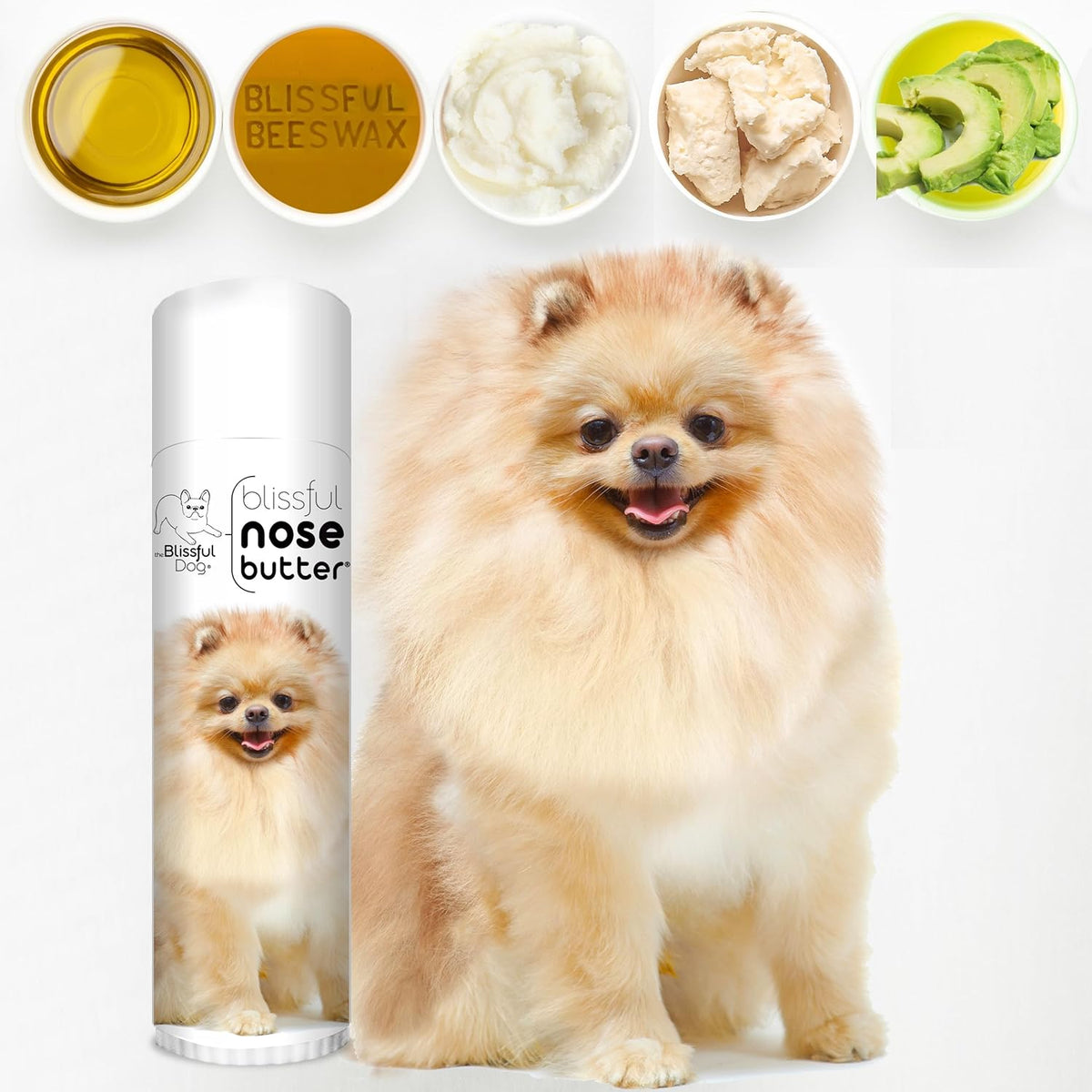 The Blissful Dog Pomeranian Nose Butter for Dry, Cracked Skin, Lick-Safe Dog Nose Balm with Moisturizing Shea Butter, Almond, Olive, and Essential Oils, Pet Supplies, Uncented, 0.50 oz.